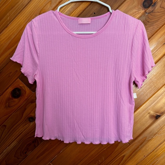 Nuuds Pink Mini Rib Tee Size Medium - Picture 2 of 6
